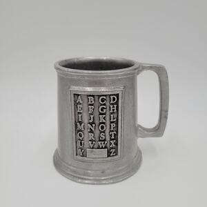 Vintage Wilton Armetale Child's ABC Alphabet Sampler Pewter Tankard Mug Cup
